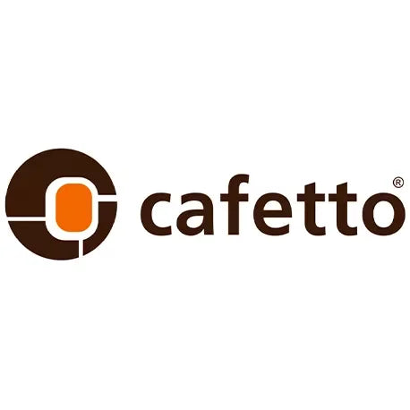 Billedet viser Cafetto-logoet, som inkluderer et stiliseret bogstav "C" integreret med en orange oval form og ledsaget af ordet "cafetto" med brune små bogstaver.