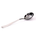 En slank Brewista Professional Cupping Spoon (Titanium - Sort) med et langt håndtag og dyb skål er sat mod en almindelig hvid baggrund.