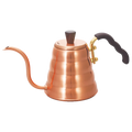 Hario Drip Kedel BUONO Cobber er en kedel med svanehals af kobber med håndtag og knop i teaktræ. Dets koniske design og lange tud muliggør præcis hældning, mens det sorte håndtag med messingtilbehør tilføjer elegance til denne svanehals-tud-stil.