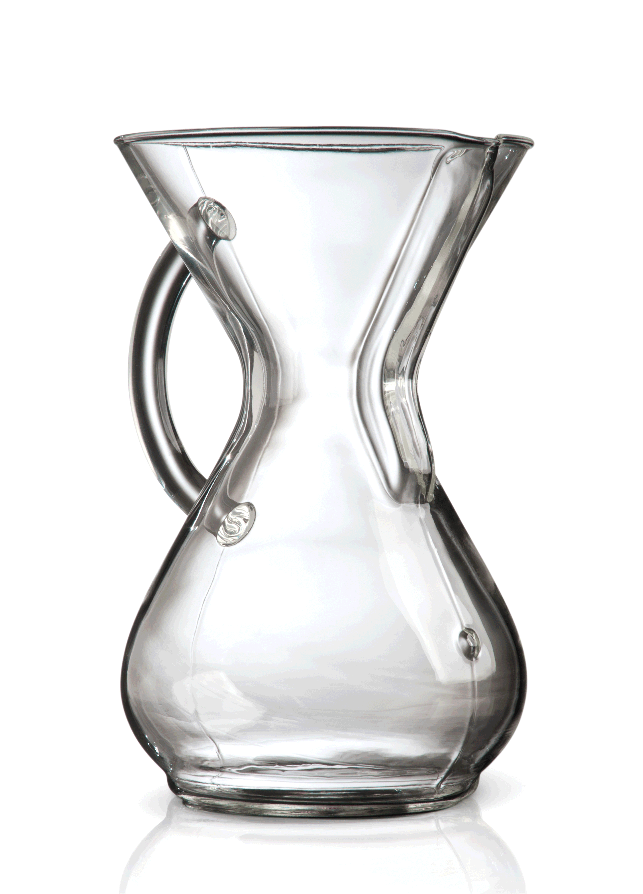 The Chemex, Kaffebrygger med håndtag fra Chemex er en klar glaskande med hank, ideel til at servere Chemex eller filterkaffe brygget med pour-over-teknik.